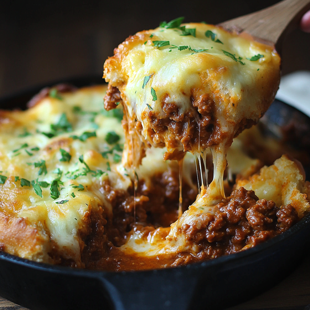A deliciously baked Million Dollar Ravioli Casserole, showcasing layers of cheese ravioli, marinara sauce, ricotta, and melted mozzarella, garnished with fresh basil.